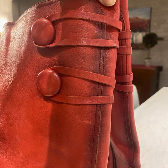 Red Leather Boots - new without tags - Picture 10 of 13